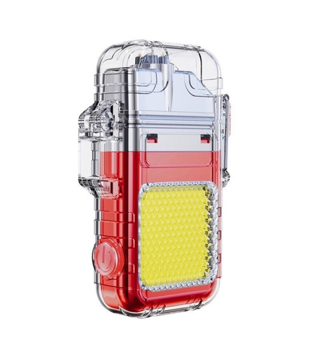 Lanterna Tip Breloc cu Bricheta, Vafy, Impermeabila, 3 Moduri Iluminare, 300 mAh, Incarcare USB-C, COB, Raza de Actiune 50 - 100 m, 7.4 x 4.9 x 1.7 cm, Rosu