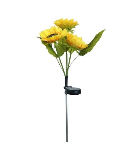 Lampa solara LED tip Floarea Soarelui cu 3 flori, inaltime 70 cm, Pentru gradina, Flippy