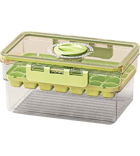 Forma de Gheata, Flippy, un Strat, Inchidere Etans, din PP+PET, 19 x 12 x 9.5 cm, Verde