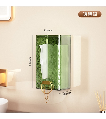 Cutie suport servetele eleganta Flippy, cu montare pe perete sau dulap, material plastic dur, 21.3 x 8.7 x 12 cm, verde