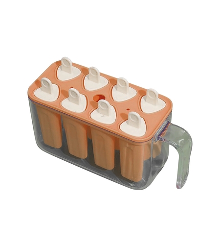Forme de inghetata, Vafy, 8 Forme din Silicon, Forma pentru Inghetata din si Sucuri Ghetate, 13 x 10 x 6.5 cm, Portocaliu