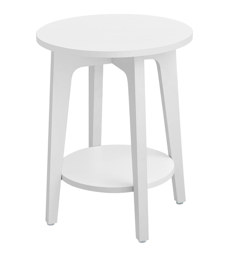 VASAGLE Masuta laterala rotunda cu raft inferior, pentru living sau dormitor, stil modern, 40x40x50 cm, alb
