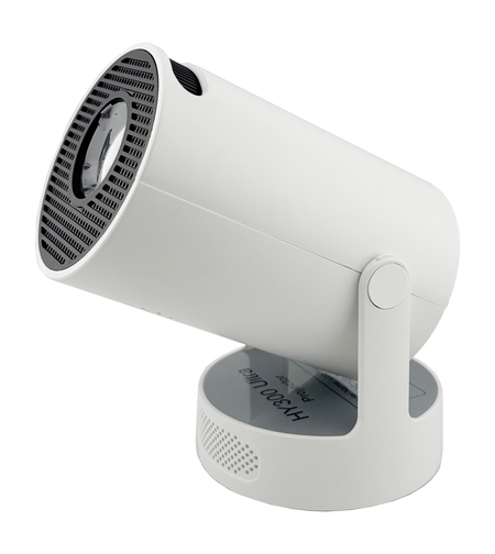 Video Proiector Portabil cilindric HY300ULTRA, Flippy, Inteligent, ULTRA HD 4K 1920 x 1080, Wireless, Compatibil cu Android/iOS, DC, 17 x 11 x 9.5 cm, Alb