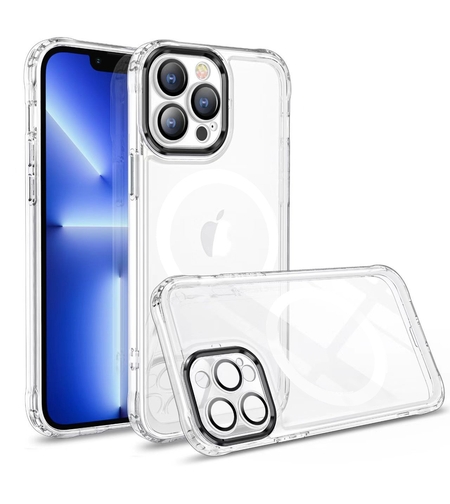 Husa MagSafe Silicone pentru iPhone 12, Vafy, Transparenta, Magnetica, Extra Protectie Camera Negru