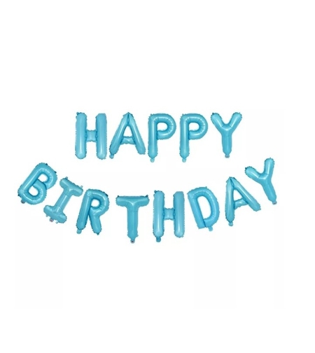 Set baloane folie Flippy, Happy Birthday, 40 cm, baby blue