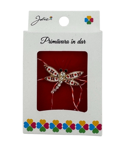 Martisor Brosa Mica in Cutie, Jolie, Dimensiune Brosa 2.5-3cm, Material Metal, Model Libelula Traditionala