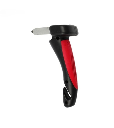Maner Auto 4 in 1, Flippy, Kit de Siguranta, Maner, LED, Cutter, Ciocan, din ABS si Aluminiu, 18 x 7 cm, Rosu/Negru