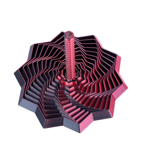 Jucarie Decompresie, Flippy, Model Stea 3D, DuoChrome, Maner Spirala, Turn Magic Geometric, Multiple Forme, Anti-stress, 8.6 cm, Negru/Rosu