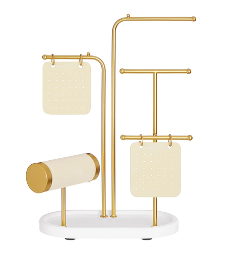 SONGMICS Stand suport pentru depozitare si expunere bijuterii, otel, 11x20x32 cm, auriu
