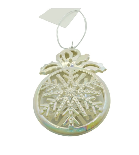Ornament brad de Craciun, Perlat, Rotund, 8 cm x 11 cm, Plastic, Flippy
