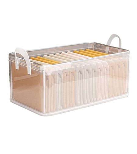 Cutie container de depozitare din PVC, Flippy, de stocare, Dimensiuni multiple, Accesoriu robust pentru organizarea de uz casnic, volum 26L, 47 x 28 x 20 cm, Transparenta