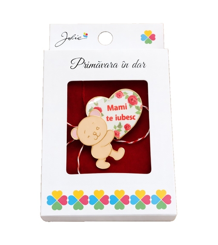 Martisor Brosa Mica in Cutie, Jolie, Dimensiune Brosa 2,5-3 cm, Material Metal, Model Ursulet, Multicolor