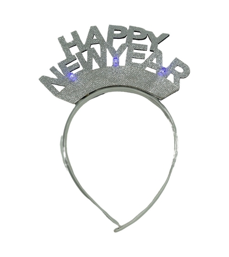 Bentita/cerc Happy Newyear, culoare gri metalic, marime standard, Flippy