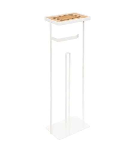 Suport hartie igienica 5Five cu raft depozitare, otel, 18x12x59 cm, alb