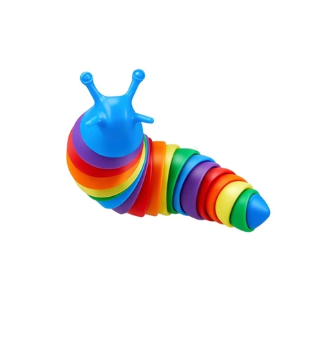 Jucarie senzoriala pentru copii, Flippy, melc, cu articulatii si lumini, 19 cm, multicolor