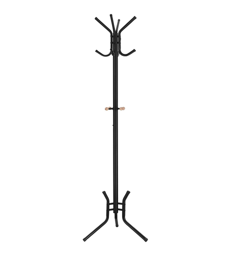 VASAGLE Cuier pentru haine, din otel, tip pom, cu 12 carlige, 176cm, negru