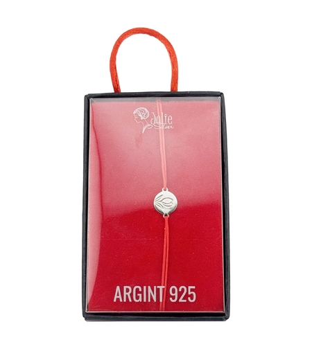 Bratara Argint 925 pentru Dama, Jolie, Model Rotund Lalea, Martisor Bratara de 1 Martie, Pandativ Argintiu cu Snur Rosu