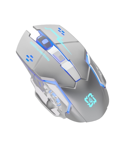 Mouse Wireless, Vafy, 6 Butoane, DPI Ajustabil 1200-3600, Iluminare RGB Tip Breathing, Reincarcabil, 138x80x38 mm, Compatibil MacBook/iPad/Laptop, Gri