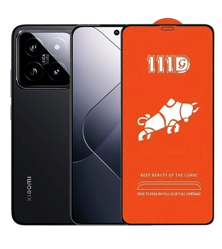 Folie Sticla Securizata pentru Xiaomi 14, Vafy, Sticla de Protectie Compatibila cu Xiaomi 14, Full Cover 111D, HD, Margini Negre, Transparenta