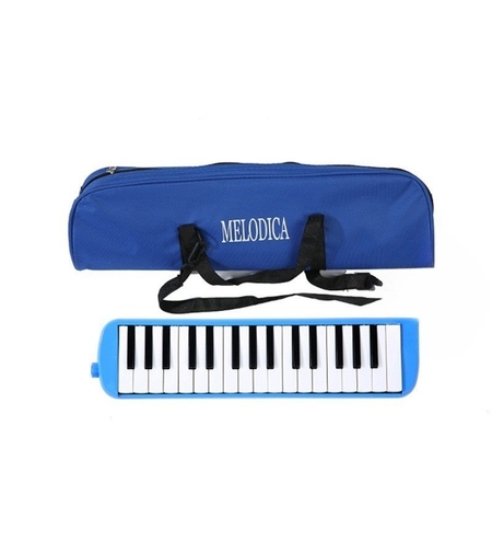 Muzicuta Melodica 32 Clape, Flippy, din ABS, pentru Incepatori, 45 x 13 x 7 cm, Include Husa si Suflator, Albastru