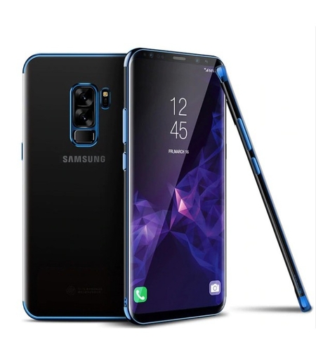 Husa Samsung Galaxy S9 Transparent cu Margini Albastre