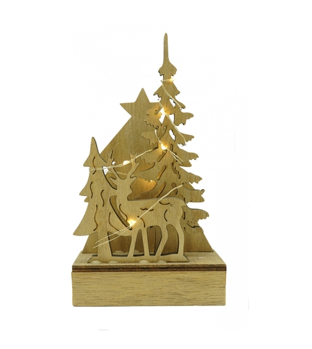 Decoratiune luminoasa, peisaj de iarna, maro, lungime: 11 cm, latime: 5 cm, inaltime: 19 cm, lemn, interior/exterior