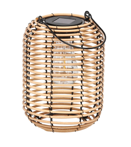 Felinar solar metalic decorativ pentru gradina, 24 cm, bej