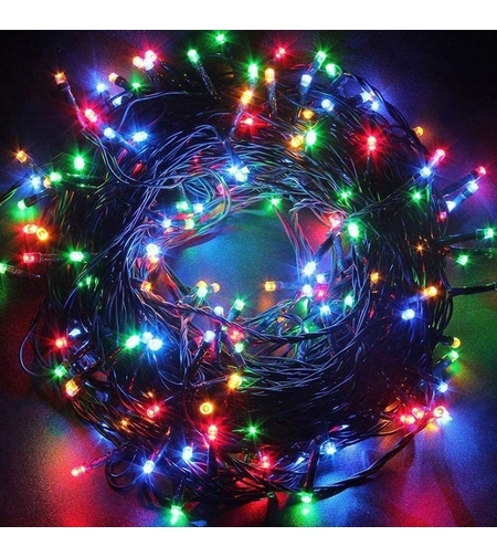 Instalatie Craciun, 25 m, 715 Led-uri ,Franjuri, Multicolor, Flash, Transformator, Interconectabila, Prelungitor 3 m inclus, Fir Transparent, Flippy