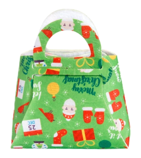 Geanta pentru Copii, Flippy, Pliabila, pentru Cadouri de Craciun, din Panza Netesuta, 13 x 12 x 6 cm, Verde