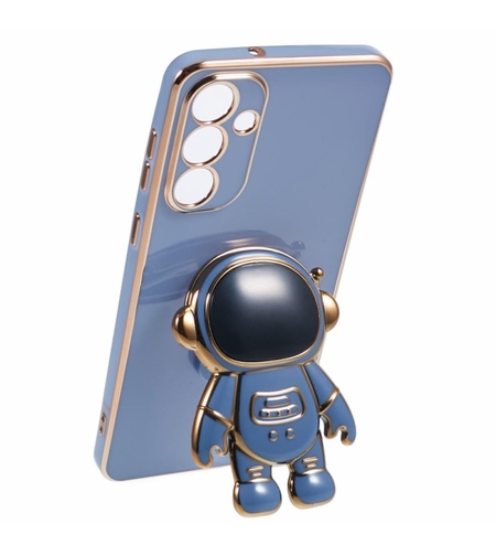 Husa Telefon 2in1, Vafy, Compatibila Samsung Galaxy S23 Ultra, Carcasa TPU cu Suport Inclus Tip Astronaut, Protectie Camere, Albastru
