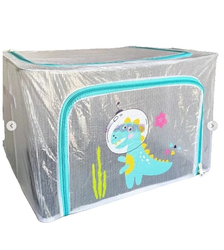 Cutie de Depozitare, Flippy, pentru Camera Copiilor, 100L, din PVC, Model Dinozaur, 60 x 42 x 40 cm, Transparent