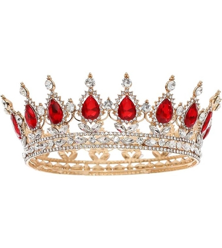 Diadema, Flippy, din Aliaj, cu Cristale, Accesoriu Par, Aniversare, Nunta, Petrecere, 15 x 5.3 x 12.5 cm, Rosu/Alb
