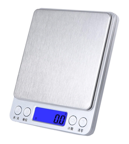 Mini Cantar Electronic, Vafy, pentru Alimente/Bijuterii, max 3 Kg, 2 x AA, 12.7 x 10.6 x 1.9 cm, Gri