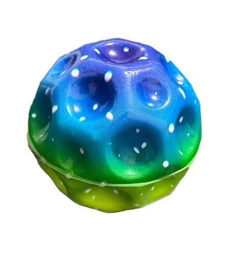 Minge Saltareata Hiperelastica, Flippy, Space Moon Ball foarte Elastica, Antistress pentru Copii, Diametru 66 mm, Multicolor Verde