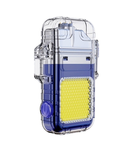 Lanterna Tip Breloc cu Bricheta, Vafy, Impermeabila, 3 Moduri Iluminare, 300 mAh, Incarcare USB-C, COB, Raza de Actiune 50 - 100 m, 7.4 x 4.9 x 1.7 cm, Albastru