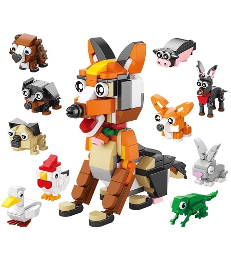 Set de Constructie, Flippy, 10 in 1, 361 Piese, Diverse Forme, +6 Ani, din Abs, Multicolor