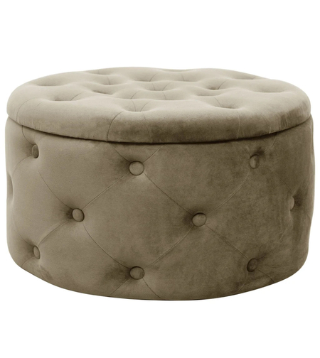 Taburet Alia cu spatiu depozitare, tapitat cu velur, 55x30 cm, bej