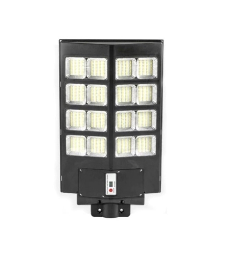 Lampa solara stradala Flippy, cu telecomanda, senzor de miscare si lumina, suport prindere, 640 LED-uri, IP65, ABS, 20AH, 400W, temperatura culoare 6500K, 59.7x34.8x7.2 cm, autonomie 10-12 ore, negru