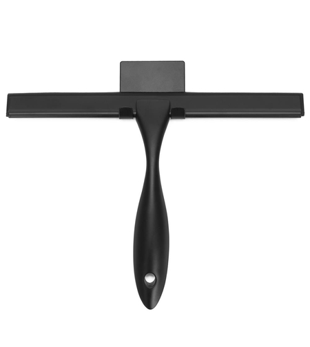 Racleta pentru baie din inox cu suport adeziv, lama 25 cm, finisaj mat negru