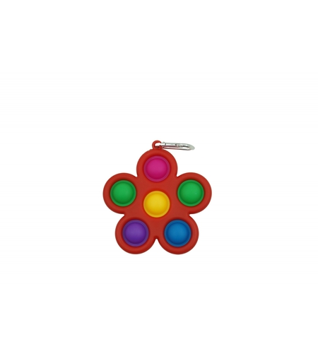 Jucarie Push Pop Bubble Fidget, Pop It, breloc antistres, Floare, Multicolor/Rosu