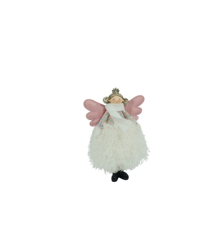 Ornament de Craciun ingeras, Flippy, alb, textil, 26 cm