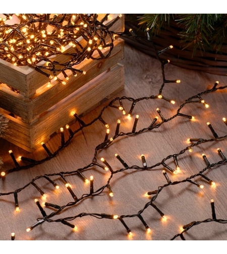 Instalatie Craciun, 20 metri, 200 de LED-uri, alb cald, cu energie solara, fir de cupru, liniar, interior/exterior, Flippy