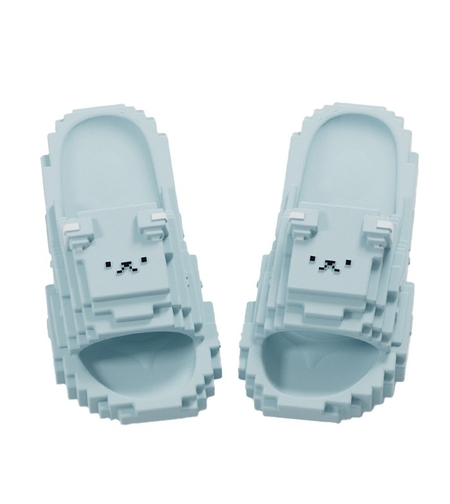 Papuci Casual pentru Adolescenti, Flippy, Model Unisex de Forma Pixel, Rezistenti Usori si Moi din Spuma EVA Antiderapanti, Marime 40-41, Albastru deschis