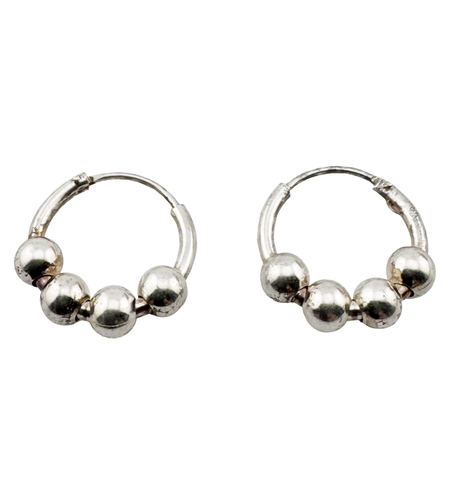 Cercei pentru Dama, Jolie, Argint 925, Model Creole cu 4 Bilute, 12 mm, 1.6g, 1 cm x 1 cm, Argintiu