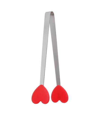 Cleste Creativ pentru Mancare, Flippy, Model Inimioare din Silicon, 14.5x3 cm, Rezistent la Temperaturi Inalte si Coroziune, Rosu
