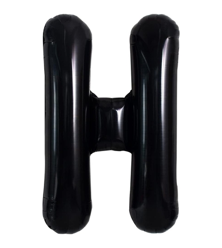 Balon Folie Metalizata Litera H, Flippy, 40 cm, Umflati cu Heliu sau Aer, Ambalaj Individual, Pai inclus, Negru