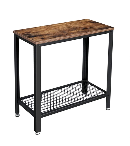 VASAGLE Masa de cafea laterala, cu 2 nivele, cadru din otel, 60x30x60cm, maro rustic