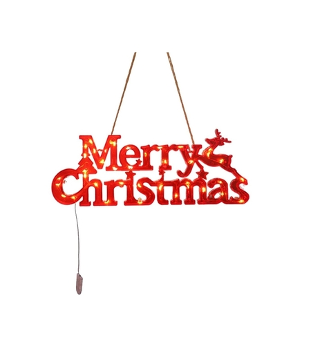 Instalatie LED de Craciun, Vafy, Litere 3D, Merry Christmas, Lumina Calda, 27.5 x 10.5 x 1.4 cm, Rosu