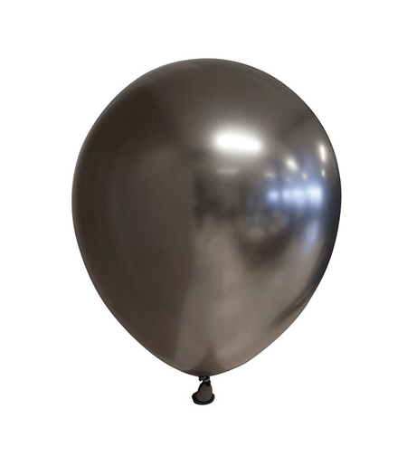 Set 12 Baloane, Flippy, din Latex Chrome, 13 cm, Negru