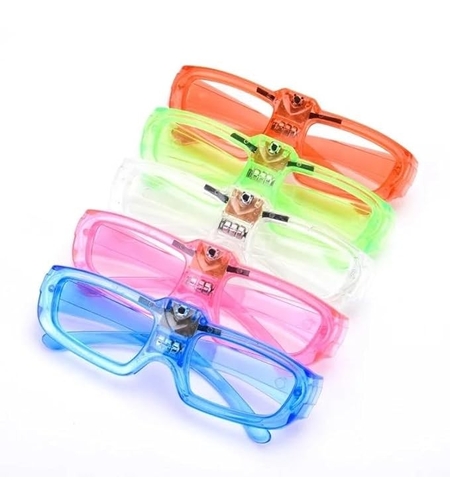Ochelari de Petrecere cu LED, Flippy, Model Neon, din Plastic, 3 Moduri de Iluminat, Marime Universala, Multicolor